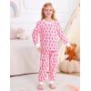 image:imageSWOMOG Girls Pajamas Sets 3 Piece Short Sleeve Sleepwear Summer Cute Pjs Cartoon Print Loungewear for Kids Size 615Pink Monkey