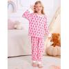 image:imageSWOMOG Girls Pajamas Sets 3 Piece Short Sleeve Sleepwear Summer Cute Pjs Cartoon Print Loungewear for Kids Size 615Pink Monkey