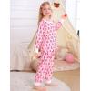 image:imageSWOMOG Girls Pajamas Sets 3 Piece Short Sleeve Sleepwear Summer Cute Pjs Cartoon Print Loungewear for Kids Size 615Pink Monkey