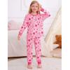 image:imageSWOMOG Girls Pajamas Sets 3 Piece Short Sleeve Sleepwear Summer Cute Pjs Cartoon Print Loungewear for Kids Size 615Pink Smileflower