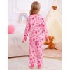 image:imageSWOMOG Girls Pajamas Sets 3 Piece Short Sleeve Sleepwear Summer Cute Pjs Cartoon Print Loungewear for Kids Size 615Pink Smileflower