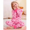 image:imageSWOMOG Girls Pajamas Sets 3 Piece Short Sleeve Sleepwear Summer Cute Pjs Cartoon Print Loungewear for Kids Size 615Pink Smileflower
