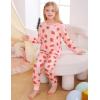 image:imageSWOMOG Girls Pajamas Sets 3 Piece Short Sleeve Sleepwear Summer Cute Pjs Cartoon Print Loungewear for Kids Size 615Pink Strawberry