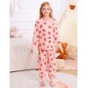 image:imageSWOMOG Girls Pajamas Sets 3 Piece Short Sleeve Sleepwear Summer Cute Pjs Cartoon Print Loungewear for Kids Size 615Pink Strawberry