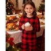 image:imageSWOMOG Girls Pajamas Sets 3 Piece Short Sleeve Sleepwear Summer Cute Pjs Cartoon Print Loungewear for Kids Size 615Red Plaid