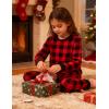 image:imageSWOMOG Girls Pajamas Sets 3 Piece Short Sleeve Sleepwear Summer Cute Pjs Cartoon Print Loungewear for Kids Size 615Red Plaid