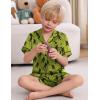 image:imageSWOMOG Kids Satin Pajamas Sets Girls Boys ButtonDown Pjs Short Sleeve Silk Nightwear 2 Piece Lounge SetsArmy Green Bigfoot
