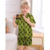 image:imageSWOMOG Kids Satin Pajamas Sets Girls Boys ButtonDown Pjs Short Sleeve Silk Nightwear 2 Piece Lounge SetsArmy Green Bigfoot