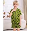image:imageSWOMOG Kids Satin Pajamas Sets Girls Boys ButtonDown Pjs Short Sleeve Silk Nightwear 2 Piece Lounge SetsArmy Green Bigfoot