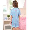 image:imageSWOMOG Kids Satin Pajamas Sets Girls Boys ButtonDown Pjs Short Sleeve Silk Nightwear 2 Piece Lounge SetsBlue Champagne
