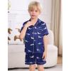 image:imageSWOMOG Kids Satin Pajamas Sets Girls Boys ButtonDown Pjs Short Sleeve Silk Nightwear 2 Piece Lounge SetsBlue Shark