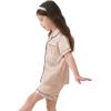 image:imageSWOMOG Kids Satin Pajamas Sets Girls Boys ButtonDown Pjs Short Sleeve Silk Nightwear 2 Piece Lounge SetsChampagne