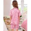 image:imageSWOMOG Kids Satin Pajamas Sets Girls Boys ButtonDown Pjs Short Sleeve Silk Nightwear 2 Piece Lounge SetsCute Leopard