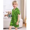 image:imageSWOMOG Kids Satin Pajamas Sets Girls Boys ButtonDown Pjs Short Sleeve Silk Nightwear 2 Piece Lounge SetsGreen Dinosaur