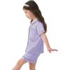 image:imageSWOMOG Kids Satin Pajamas Sets Girls Boys ButtonDown Pjs Short Sleeve Silk Nightwear 2 Piece Lounge SetsLavender