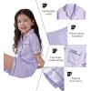 image:imageSWOMOG Kids Satin Pajamas Sets Girls Boys ButtonDown Pjs Short Sleeve Silk Nightwear 2 Piece Lounge SetsLavender
