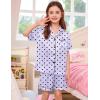 image:imageSWOMOG Kids Satin Pajamas Sets Girls Boys ButtonDown Pjs Short Sleeve Silk Nightwear 2 Piece Lounge SetsLavender Dots