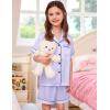 image:imageSWOMOG Kids Satin Pajamas Sets Girls Boys ButtonDown Pjs Short Sleeve Silk Nightwear 2 Piece Lounge SetsLight Purple