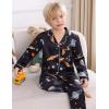 image:imageSWOMOG Kids Satin Pajamas Sets Girls Boys ButtonDown Pjs Short Sleeve Silk Nightwear 2 Piece Lounge SetsLong Sleeveblack Astronaut