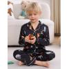 image:imageSWOMOG Kids Satin Pajamas Sets Girls Boys ButtonDown Pjs Short Sleeve Silk Nightwear 2 Piece Lounge SetsLong Sleeveblack Astronaut