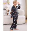 image:imageSWOMOG Kids Satin Pajamas Sets Girls Boys ButtonDown Pjs Short Sleeve Silk Nightwear 2 Piece Lounge SetsLong Sleeveblack Astronaut