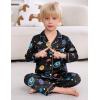 image:imageSWOMOG Kids Satin Pajamas Sets Girls Boys ButtonDown Pjs Short Sleeve Silk Nightwear 2 Piece Lounge SetsLong Sleeveblack Rocket