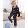 image:imageSWOMOG Kids Satin Pajamas Sets Girls Boys ButtonDown Pjs Short Sleeve Silk Nightwear 2 Piece Lounge SetsLong Sleeveblack Rocket