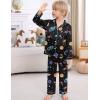 image:imageSWOMOG Kids Satin Pajamas Sets Girls Boys ButtonDown Pjs Short Sleeve Silk Nightwear 2 Piece Lounge SetsLong Sleeveblack Rocket
