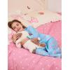 image:imageSWOMOG Kids Satin Pajamas Sets Girls Boys ButtonDown Pjs Short Sleeve Silk Nightwear 2 Piece Lounge SetsLong Sleeveblue Flamingo