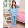 image:imageSWOMOG Kids Satin Pajamas Sets Girls Boys ButtonDown Pjs Short Sleeve Silk Nightwear 2 Piece Lounge SetsLong Sleeveblue Flamingo