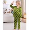 image:imageSWOMOG Kids Satin Pajamas Sets Girls Boys ButtonDown Pjs Short Sleeve Silk Nightwear 2 Piece Lounge SetsLong Sleevegreen Gorilla