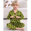 image:imageSWOMOG Kids Satin Pajamas Sets Girls Boys ButtonDown Pjs Short Sleeve Silk Nightwear 2 Piece Lounge SetsLong Sleevegreen Gorilla