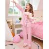 image:imageSWOMOG Kids Satin Pajamas Sets Girls Boys ButtonDown Pjs Short Sleeve Silk Nightwear 2 Piece Lounge SetsLong Sleevepink
