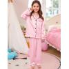 image:imageSWOMOG Kids Satin Pajamas Sets Girls Boys ButtonDown Pjs Short Sleeve Silk Nightwear 2 Piece Lounge SetsLong Sleevepink