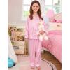 image:imageSWOMOG Kids Satin Pajamas Sets Girls Boys ButtonDown Pjs Short Sleeve Silk Nightwear 2 Piece Lounge SetsLong Sleevepink Striped