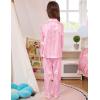 image:imageSWOMOG Kids Satin Pajamas Sets Girls Boys ButtonDown Pjs Short Sleeve Silk Nightwear 2 Piece Lounge SetsLong Sleevepink Striped