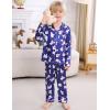 image:imageSWOMOG Kids Satin Pajamas Sets Girls Boys ButtonDown Pjs Short Sleeve Silk Nightwear 2 Piece Lounge SetsLong Sleevepolar Bear Blue