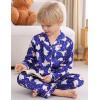 image:imageSWOMOG Kids Satin Pajamas Sets Girls Boys ButtonDown Pjs Short Sleeve Silk Nightwear 2 Piece Lounge SetsLong Sleevepolar Bear Blue