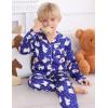 image:imageSWOMOG Kids Satin Pajamas Sets Girls Boys ButtonDown Pjs Short Sleeve Silk Nightwear 2 Piece Lounge SetsLong Sleevepolar Bear Blue