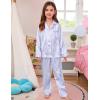 image:imageSWOMOG Kids Satin Pajamas Sets Girls Boys ButtonDown Pjs Short Sleeve Silk Nightwear 2 Piece Lounge SetsLong Sleevepurple Striped