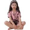 image:imageSWOMOG Kids Satin Pajamas Sets Girls Boys ButtonDown Pjs Short Sleeve Silk Nightwear 2 Piece Lounge SetsMisty Rose