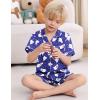 image:imageSWOMOG Kids Satin Pajamas Sets Girls Boys ButtonDown Pjs Short Sleeve Silk Nightwear 2 Piece Lounge SetsNavy Blue Bear