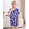 image:imageSWOMOG Kids Satin Pajamas Sets Girls Boys ButtonDown Pjs Short Sleeve Silk Nightwear 2 Piece Lounge SetsNavy Blue Bear