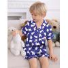 image:imageSWOMOG Kids Satin Pajamas Sets Girls Boys ButtonDown Pjs Short Sleeve Silk Nightwear 2 Piece Lounge SetsNavy Blue Bear