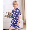 image:imageSWOMOG Kids Satin Pajamas Sets Girls Boys ButtonDown Pjs Short Sleeve Silk Nightwear 2 Piece Lounge SetsNavy Blue Bear