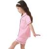 image:imageSWOMOG Kids Satin Pajamas Sets Girls Boys ButtonDown Pjs Short Sleeve Silk Nightwear 2 Piece Lounge SetsPink