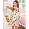 image:imageSWOMOG Kids Satin Pajamas Sets Girls Boys ButtonDown Pjs Short Sleeve Silk Nightwear 2 Piece Lounge SetsPink Cactus