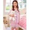 image:imageSWOMOG Kids Satin Pajamas Sets Girls Boys ButtonDown Pjs Short Sleeve Silk Nightwear 2 Piece Lounge SetsPink Dots