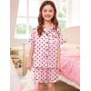 image:imageSWOMOG Kids Satin Pajamas Sets Girls Boys ButtonDown Pjs Short Sleeve Silk Nightwear 2 Piece Lounge SetsPink Dots
