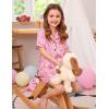 image:imageSWOMOG Kids Satin Pajamas Sets Girls Boys ButtonDown Pjs Short Sleeve Silk Nightwear 2 Piece Lounge SetsPink Leopard